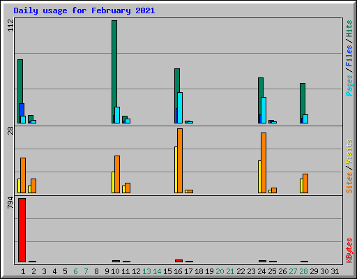 Daily usage for February 2021